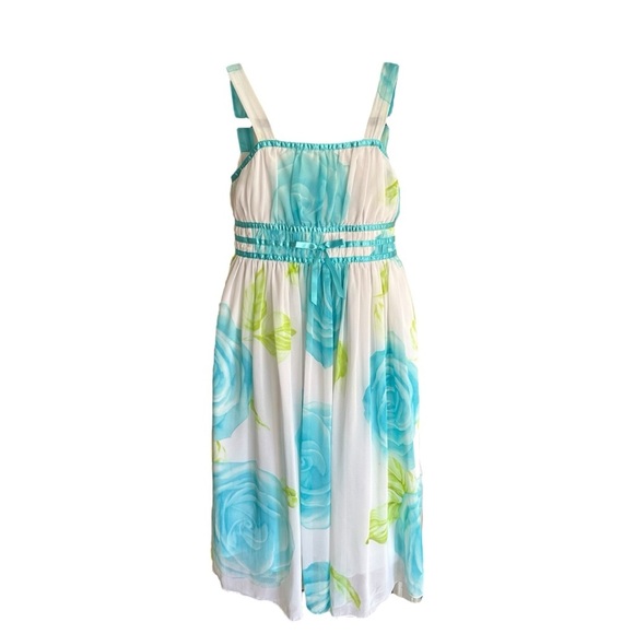 SWEET HEART ROSE Big Girl’s Floral Party Dress White Chiffon Pretty Girly, Sz 10 - Picture 1 of 15